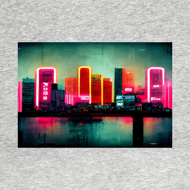 Neon Tokyo City Skyline Buildings In Neon light / Tokyo City Silhouette by Unwind-Art-Work